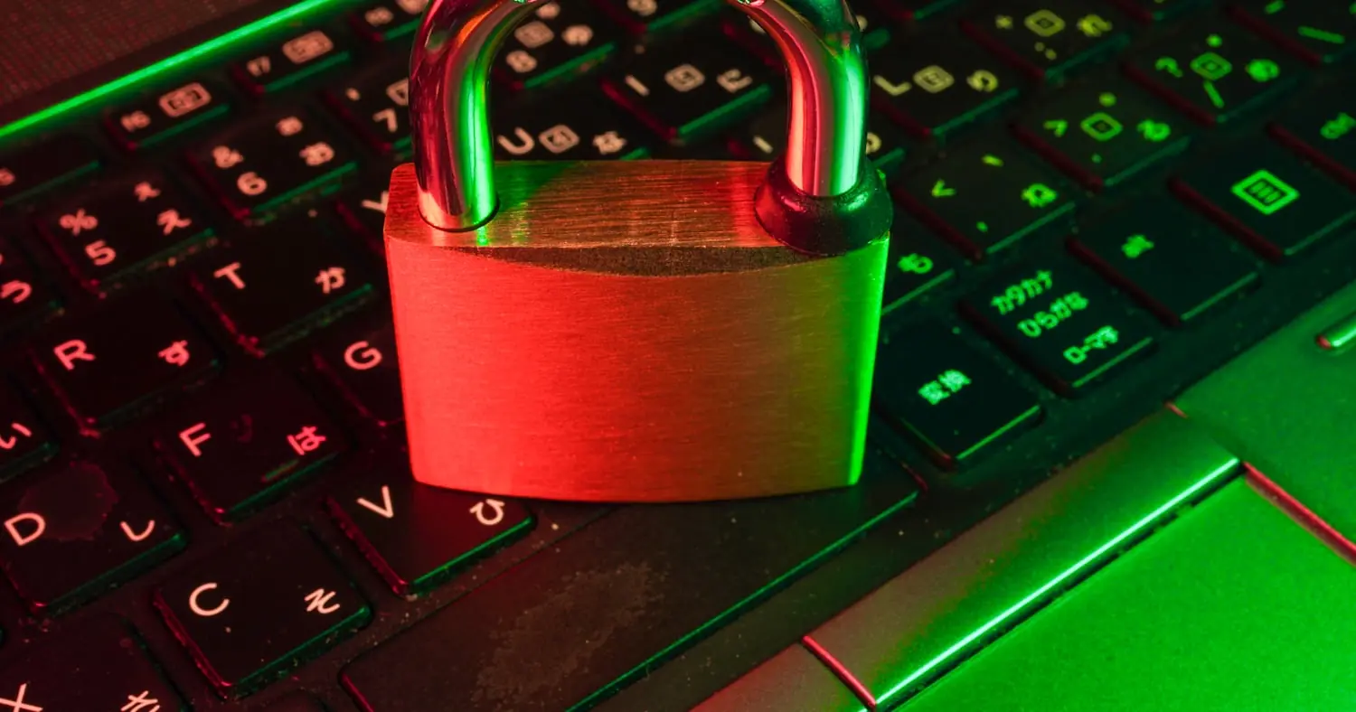 Red padlock on a computer keyboard
