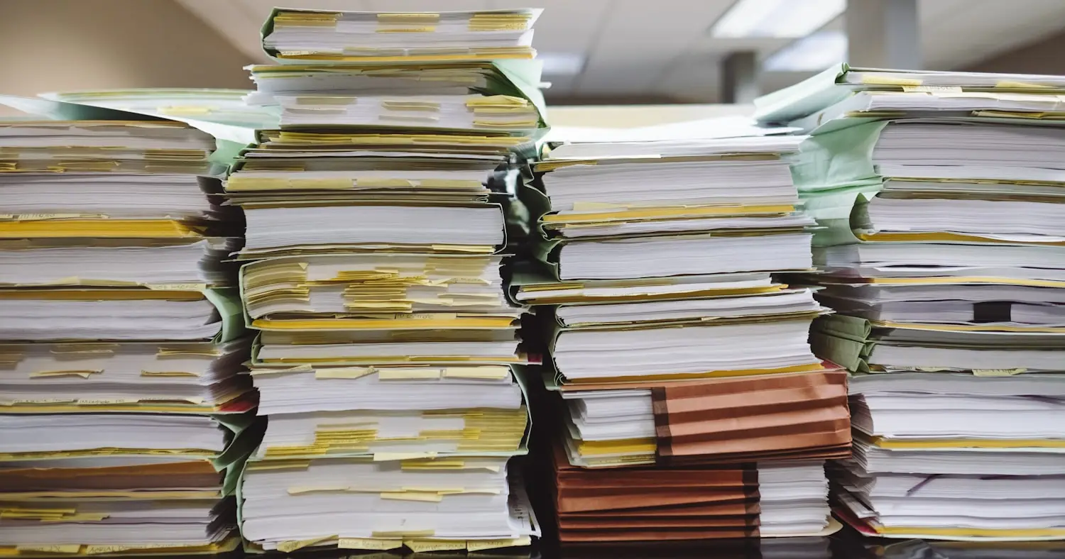 Stacks of rental application files in Amsterdam