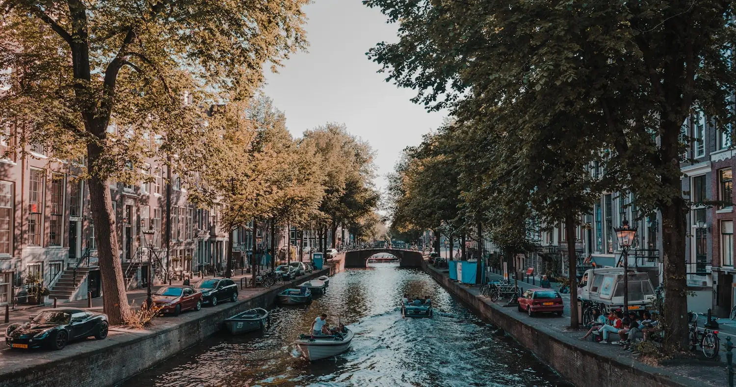 Typical houses along an Amsterdam canal